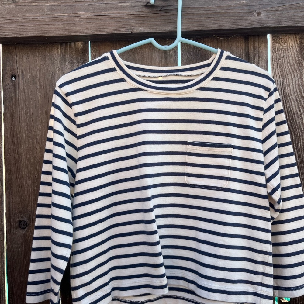 Madewell White and Navy Crew Neck Sweater 100% cotton